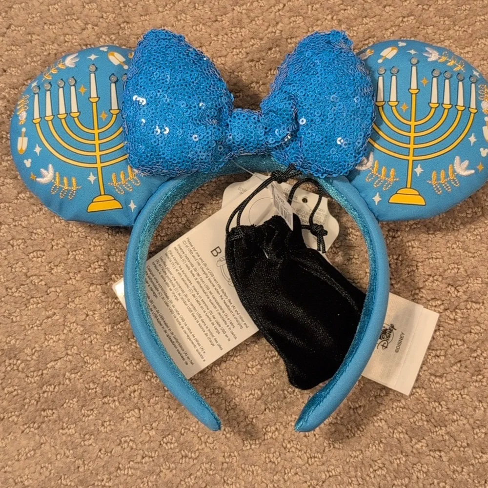 Loungefly Disney Parks Mickey And Minnie Light Up Hanukkah Mini Backpack & Ears
